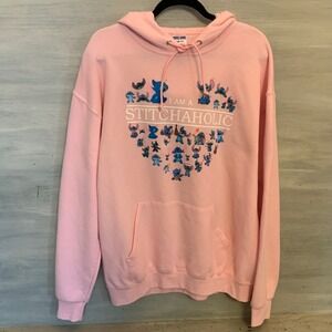 Jerzees Nublend 50% Cotton Stitch Graphic Print Hooded Sweatshirt Large GC